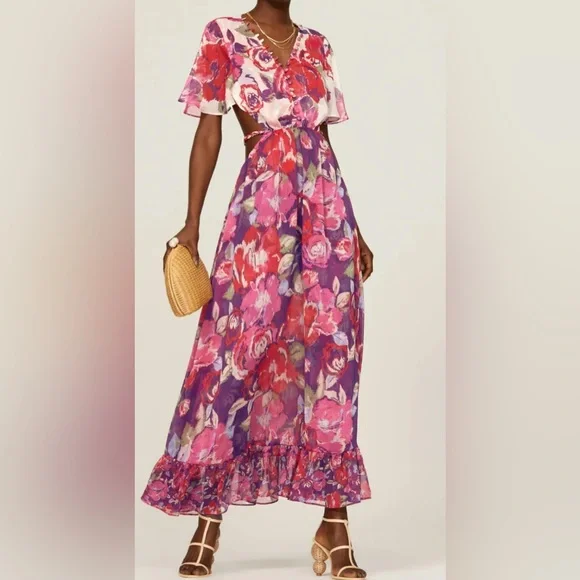 MISA Los Angees Calista Dress in Lilac Coming Up Roses Size XS - Picture 2 of 7